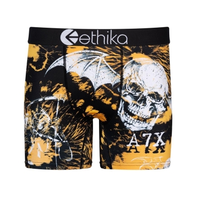 Ethika Acid Wash Men's Mid Boxers Gold Black | CY5103784