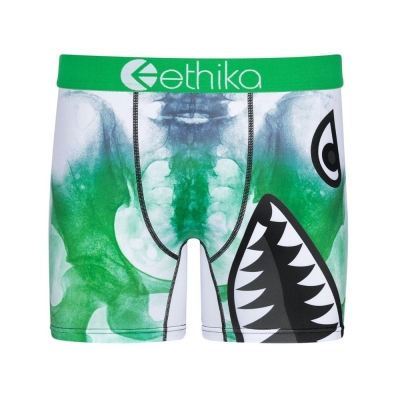 Ethika Bomber Skelly Men's Mid Boxers White Green | KT9682701