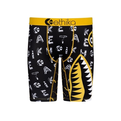 Ethika Bomber Word Finder Staple Boys' Underwear Black Yellow | FB9487156