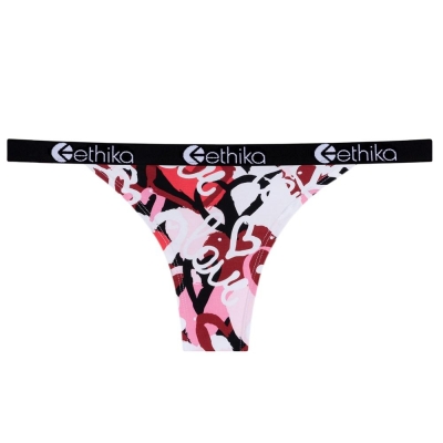 Ethika Chaotic Love Brazilian Women's Cheeky Underwear White Red | DJ9524301