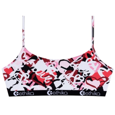 Ethika Chaotic Love Women's Pullover Bra White Red | FM5028739