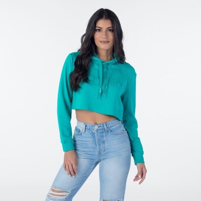 Ethika Cropped Women's Hoodies Turquoise | WC3402968