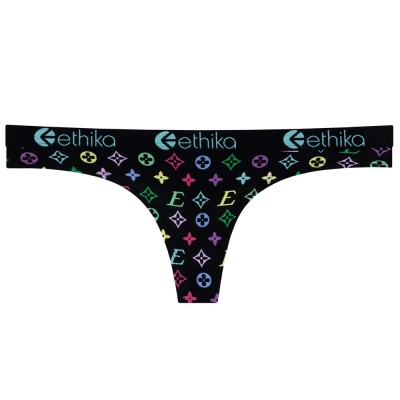 Ethika Drip Women's Thong Black | LS4837296