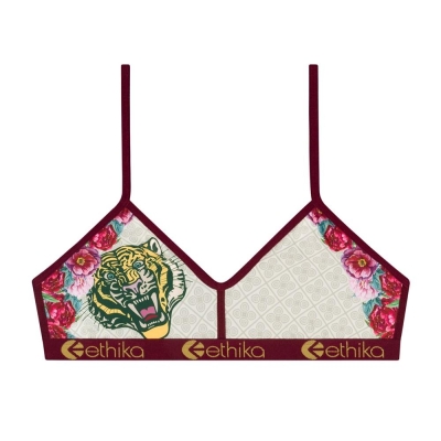 Ethika Ethikafication Women's Bralette Bra White Burgundy | OA4635897