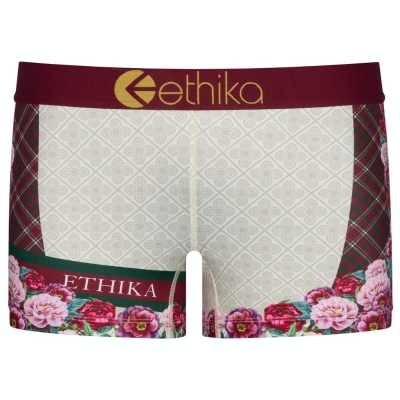 Ethika Ethikafication Women's Staple Underwear White Burgundy | FD6471905