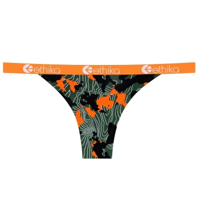 Ethika Forest Camo Brazilian Women's Cheeky Underwear Green Orange | TG5961402