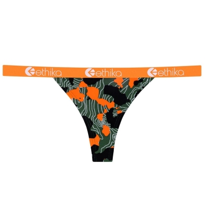 Ethika Forest Camo Brazilian Women's Thong Green Orange | US9836071