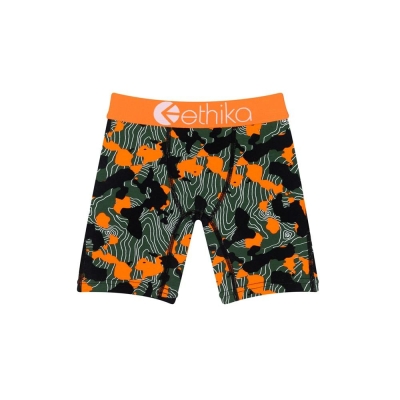 Ethika Forest Camo Staple Boys' Underwear Green Orange | FW0849621