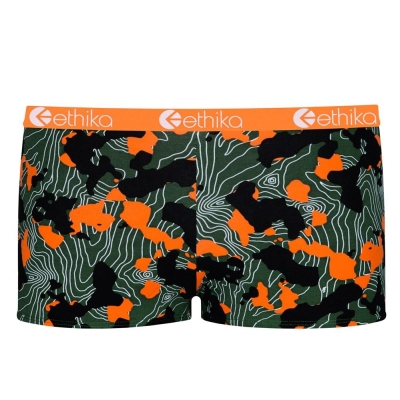 Ethika Forest Camo Women's Shorty Underwear Green Orange | RS8573241