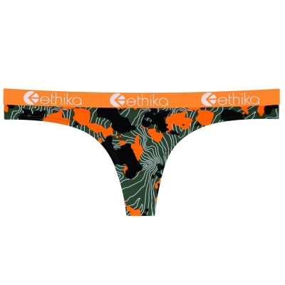 Ethika Forest Camo Women's Thong Green Orange | IP7163205