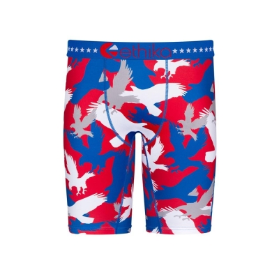 Ethika Freedom Camo Staple Boys' Underwear Blue Red | US4352608