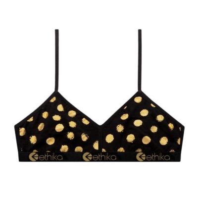 Ethika Gold Member Women's Bralette Bra Black Gold | TD4029578