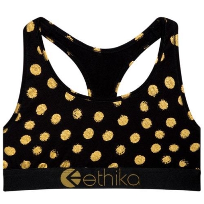 Ethika Gold Member Women's Sports Bra Black Gold | ME1759403