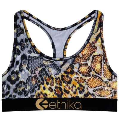 Ethika Golden Twist Women's Sports Bra Leopard | VR7836042