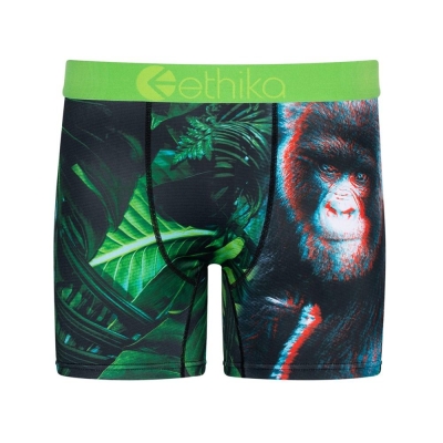 Ethika Gorilla Glitch 3D Men's Mid Boxers Green | SG8791325