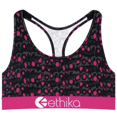 Ethika Graffiti Leo Women's Sports Bra Grey Pink | GA5408391