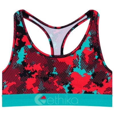 Ethika Halftone Women's Sports Bra Red Blue | IT3091542