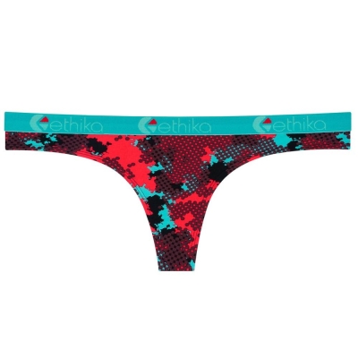 Ethika Halftone Women's Thong Red Blue | ES9765201