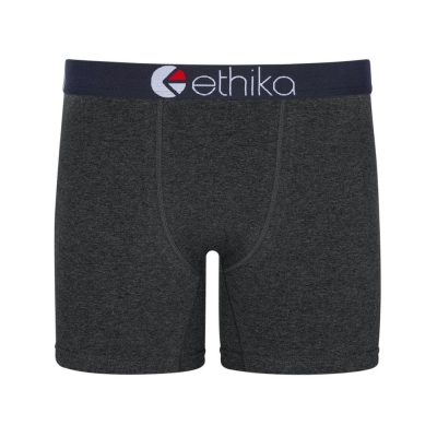 Ethika Heather Men's Mid Boxers Black | BM5970463