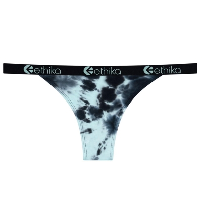 Ethika Lightning Dye Brazilian Women's Cheeky Underwear Black Turquoise | CY0653827