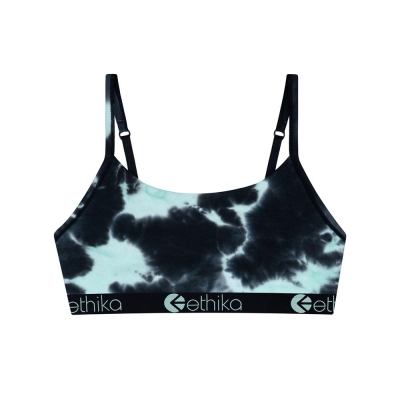 Ethika Lightning Dye Pullover Girls' Bras Black Turquoise | KE3105978