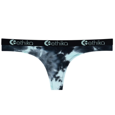 Ethika Lightning Dye Women's Thong Black Turquoise | ED2419678