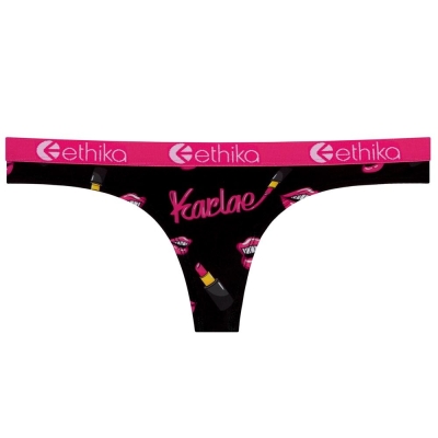 Ethika Lipstick Queen Women's Thong Black Pink | HL8703254