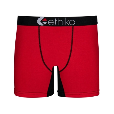 Ethika OG Contrast Men's Mid Boxers Red Black | KY1062439