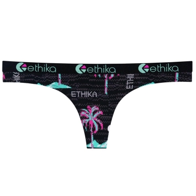 Ethika Patch Women's Thong Black | IX2701495