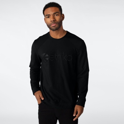 Ethika Premium Embroidered Crew Neck Men's Shirts Black | WA5943762