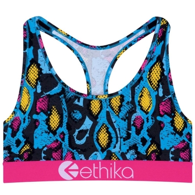 Ethika Punk Viper Women's Sports Bra Blue Pink | KO3958672