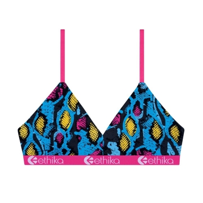 Ethika Punk Viper Women's V Neck Bra Blue Pink | EL3268479