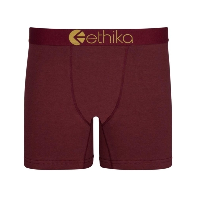 Ethika Righteous Port Men's Mid Boxers Burgundy | XJ2169357