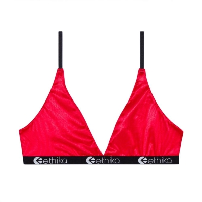 Ethika Sheer Women's Triangle Bra Red | NQ6528079