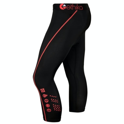 Ethika Subzero 3/4 Men's Tight Black Red | UE7128539