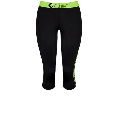 Ethika Subzero 3/4 Women's Tight Black Green | AY7324856