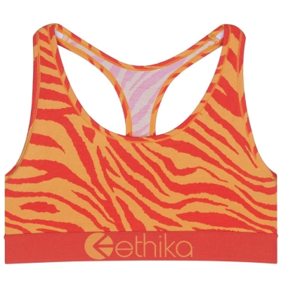 Ethika Tiger Fire Women's Sports Bra Orange | MR7562018