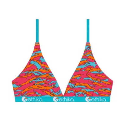 Ethika Tiger Pop Women's Triangle Bra Red | XK6527318