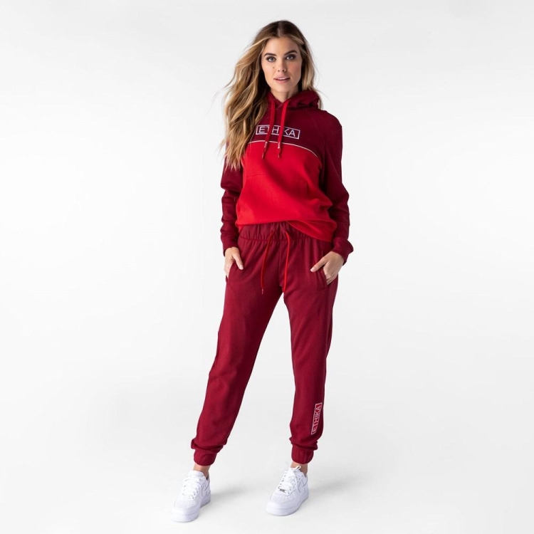 Ethika Bar Logo Women's Hoodies Red | MI1357602