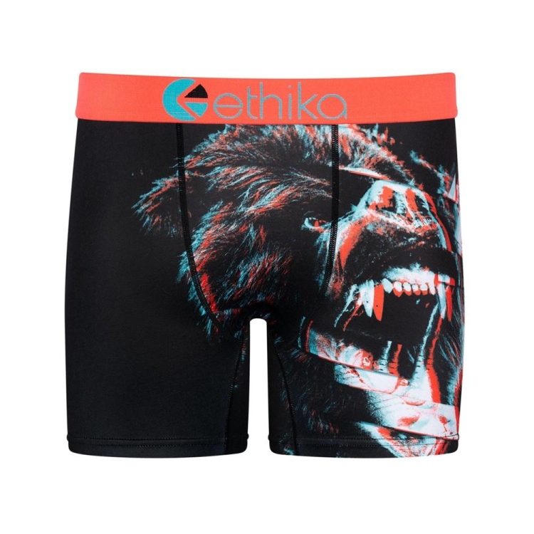 Ethika Bear Matrix 3D Men\'s Mid Boxers Black | TX1758094