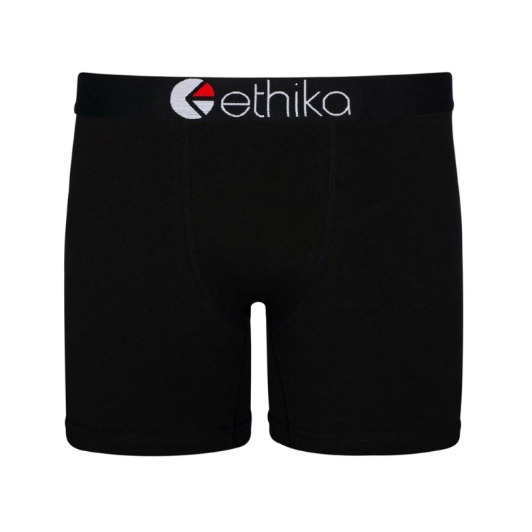 Ethika BlackOut Men\'s Mid Boxers Black | SF2940653