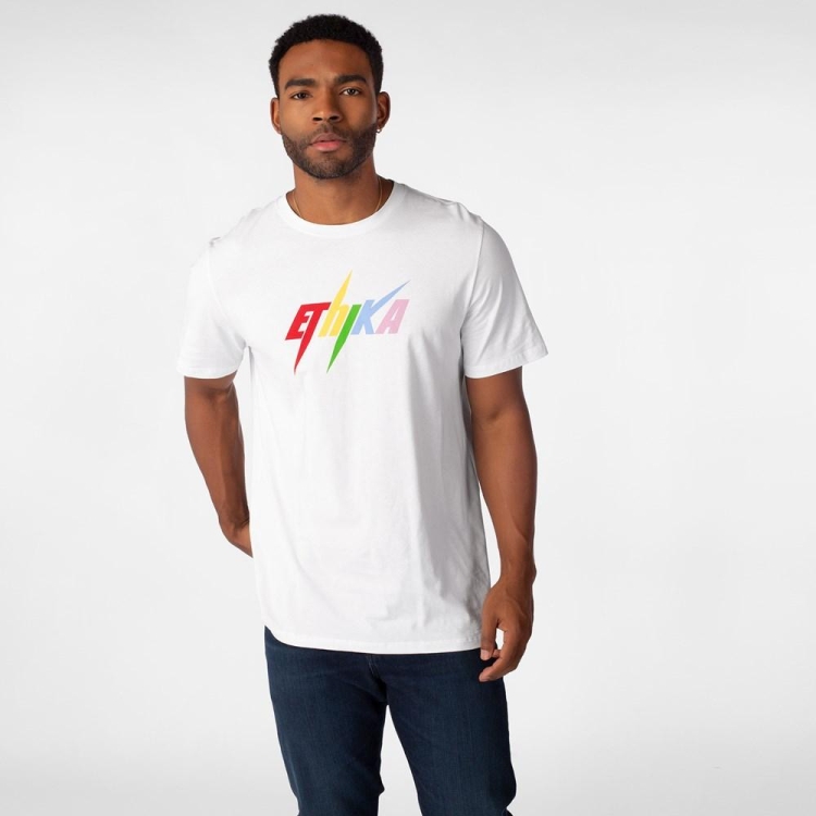 Ethika Bolt Men's T-Shirts White | FG8046713