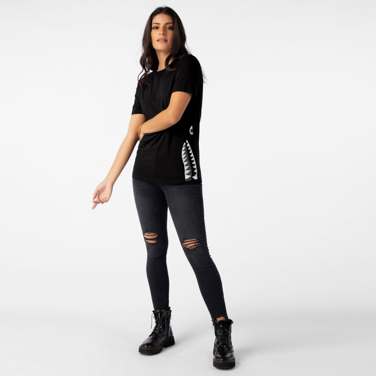 Ethika Bomber Modal Women's T-Shirts Black | OK6014923