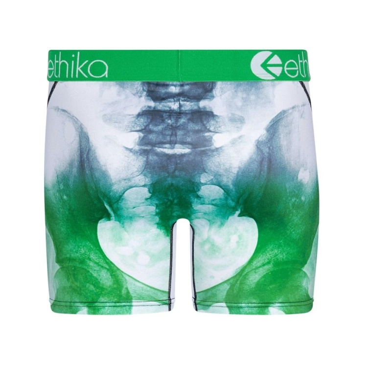 Ethika Bomber Skelly Men's Mid Boxers White Green | KT9682701