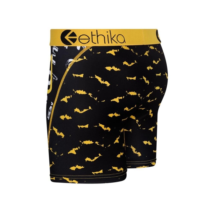 Ethika Bomber Word Finder Men's Mid Boxers Black Yellow | VC4652179