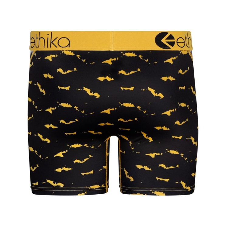 Ethika Bomber Word Finder Men's Mid Boxers Black Yellow | VC4652179