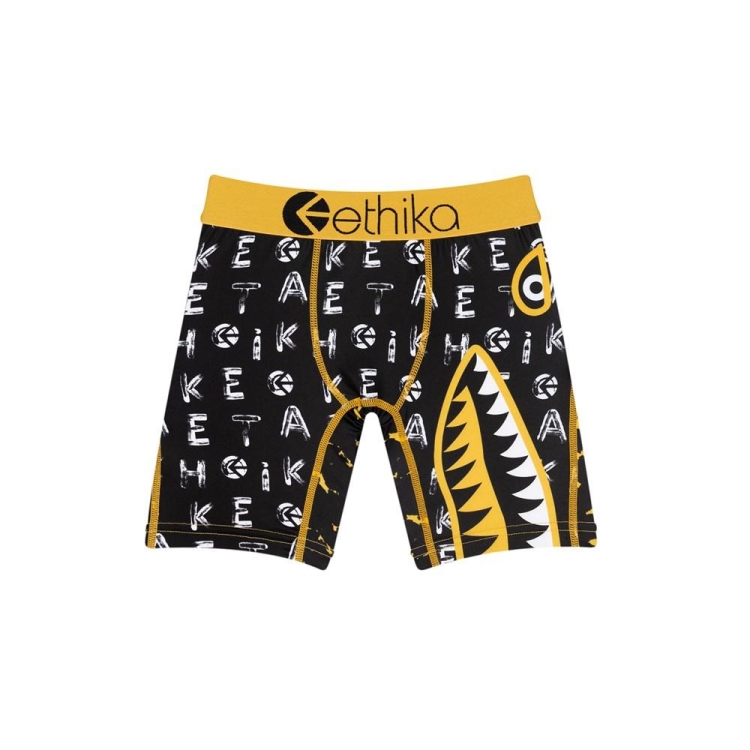 Ethika Bomber Word Finder Staple Boys\' Underwear Black Yellow | OT7923641