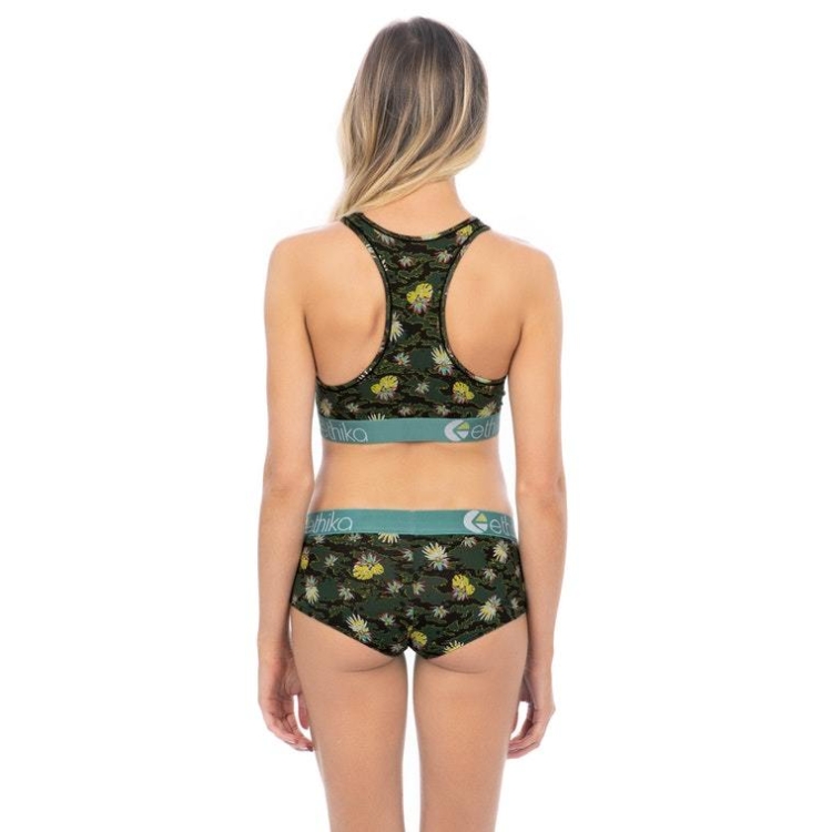 Ethika Camo Paradise Women's High Neck Bra Green | QL2943751