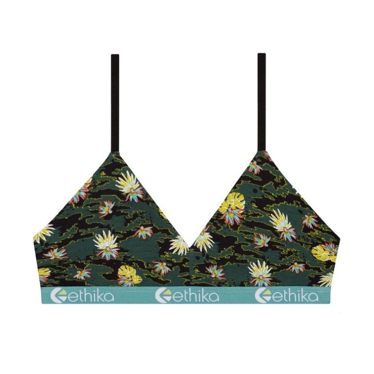 Ethika Camo Paradise Women\'s V Neck Bra Green | VJ1356479