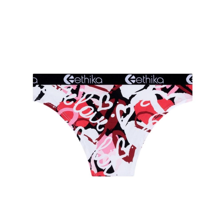 Ethika Chaotic Love Bikini Girls' Underwear White Red | BJ3258407